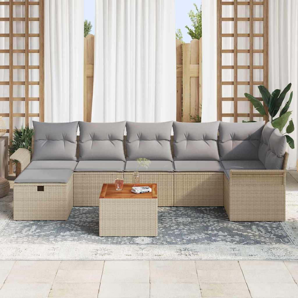 Tuinbankenset 8 st Beige poly rattan