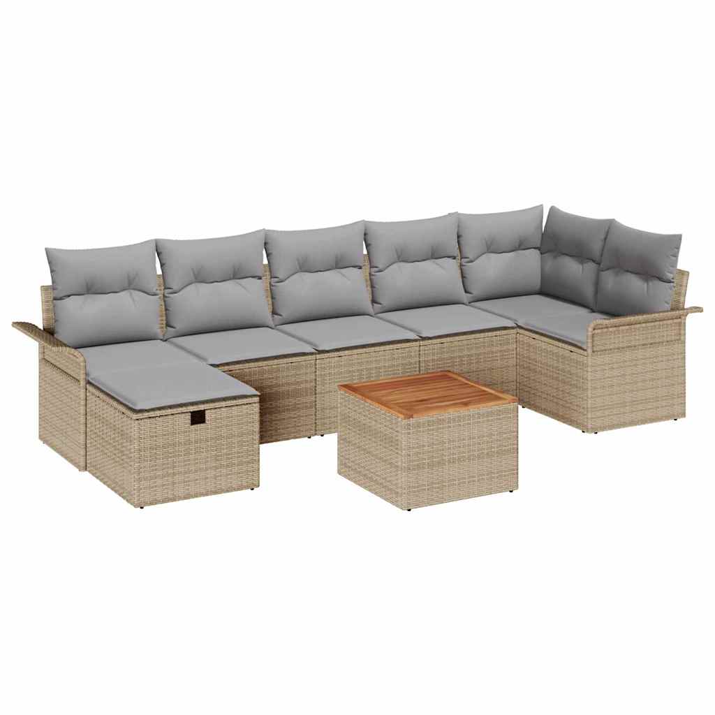 Tuinbankenset 8 st Beige poly rattan