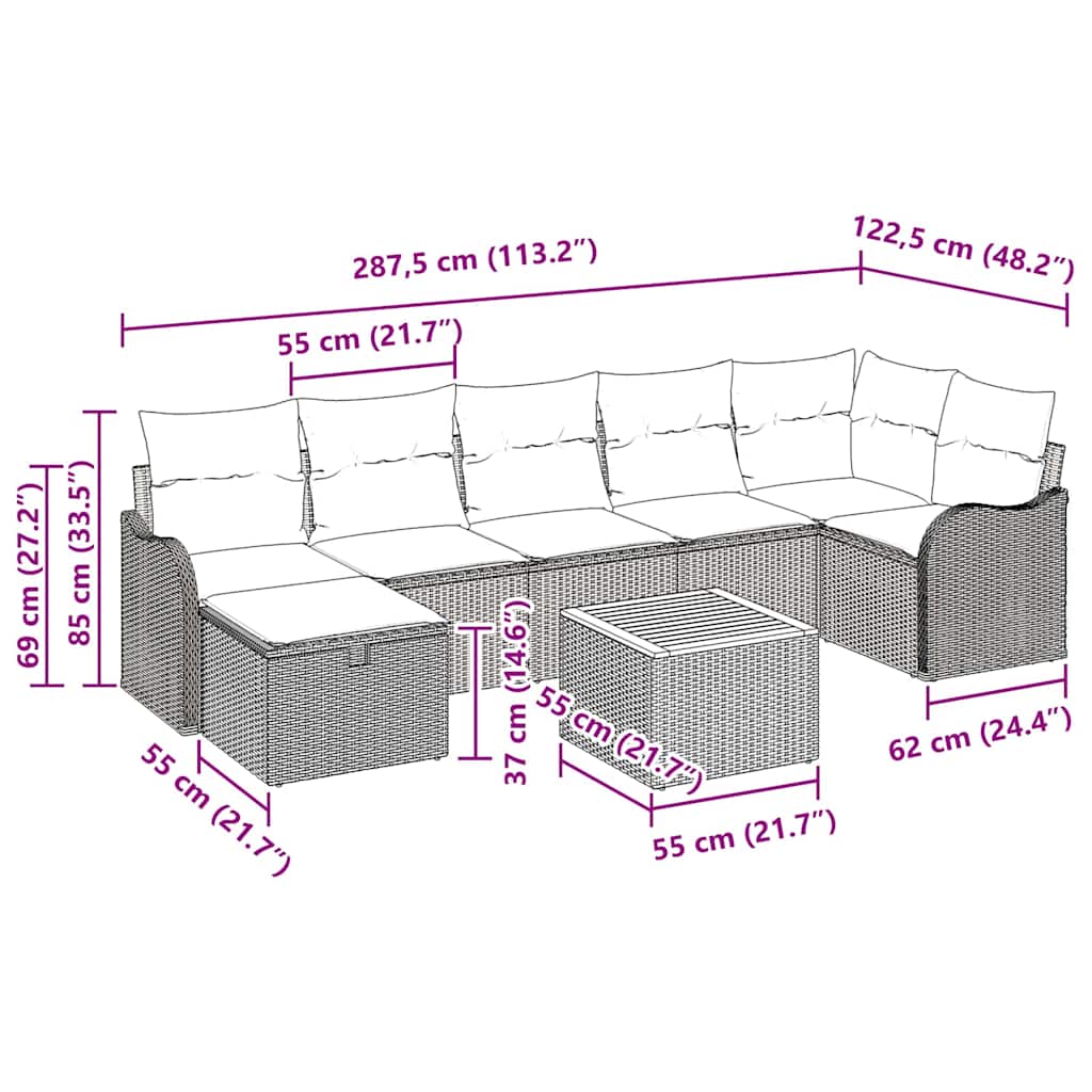 Tuinbankenset met kussen met opslag 8 pcs Zwart poly rattan is nu te koop bij PeponiXL, paradijselijk wonen!