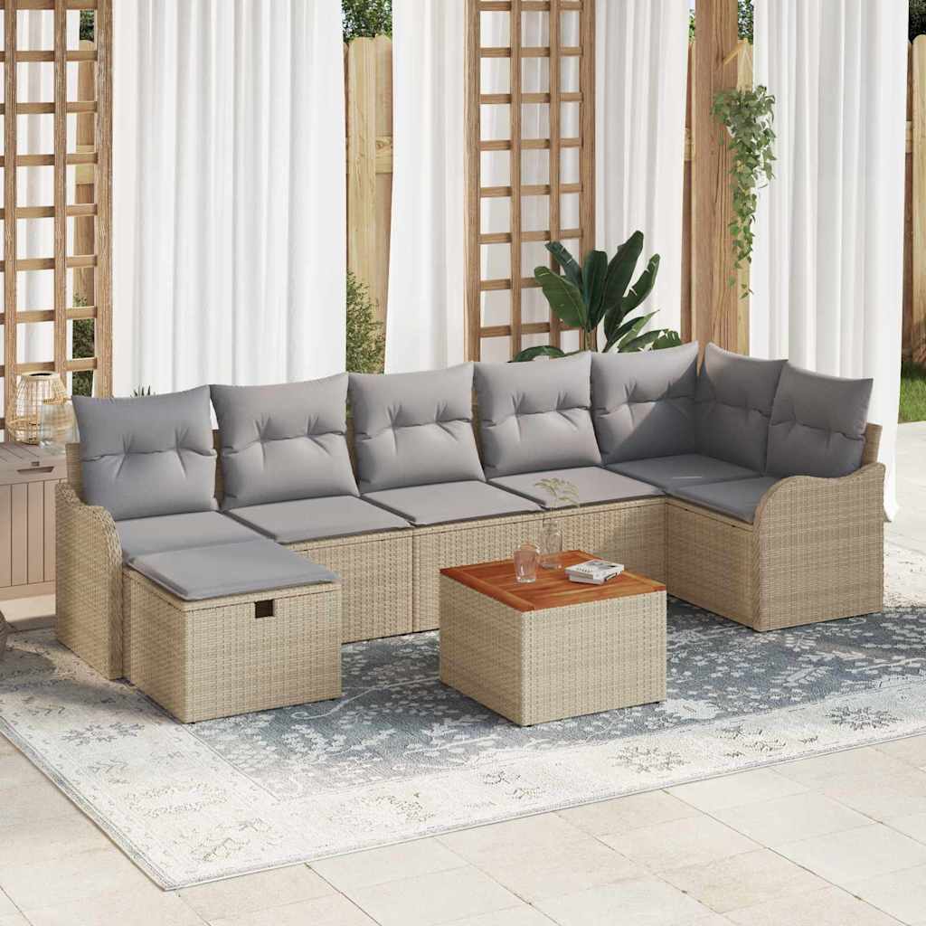 Tuinbankenset 8 st Beige poly rattan