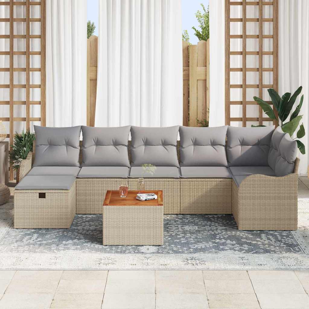 Tuinbankenset 8 st Beige poly rattan