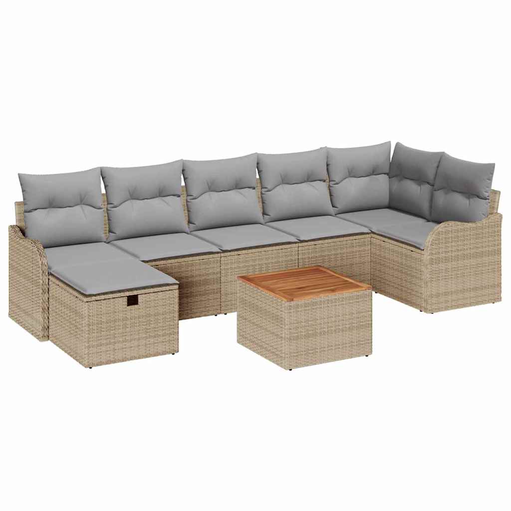 Tuinbankenset 8 st Beige poly rattan