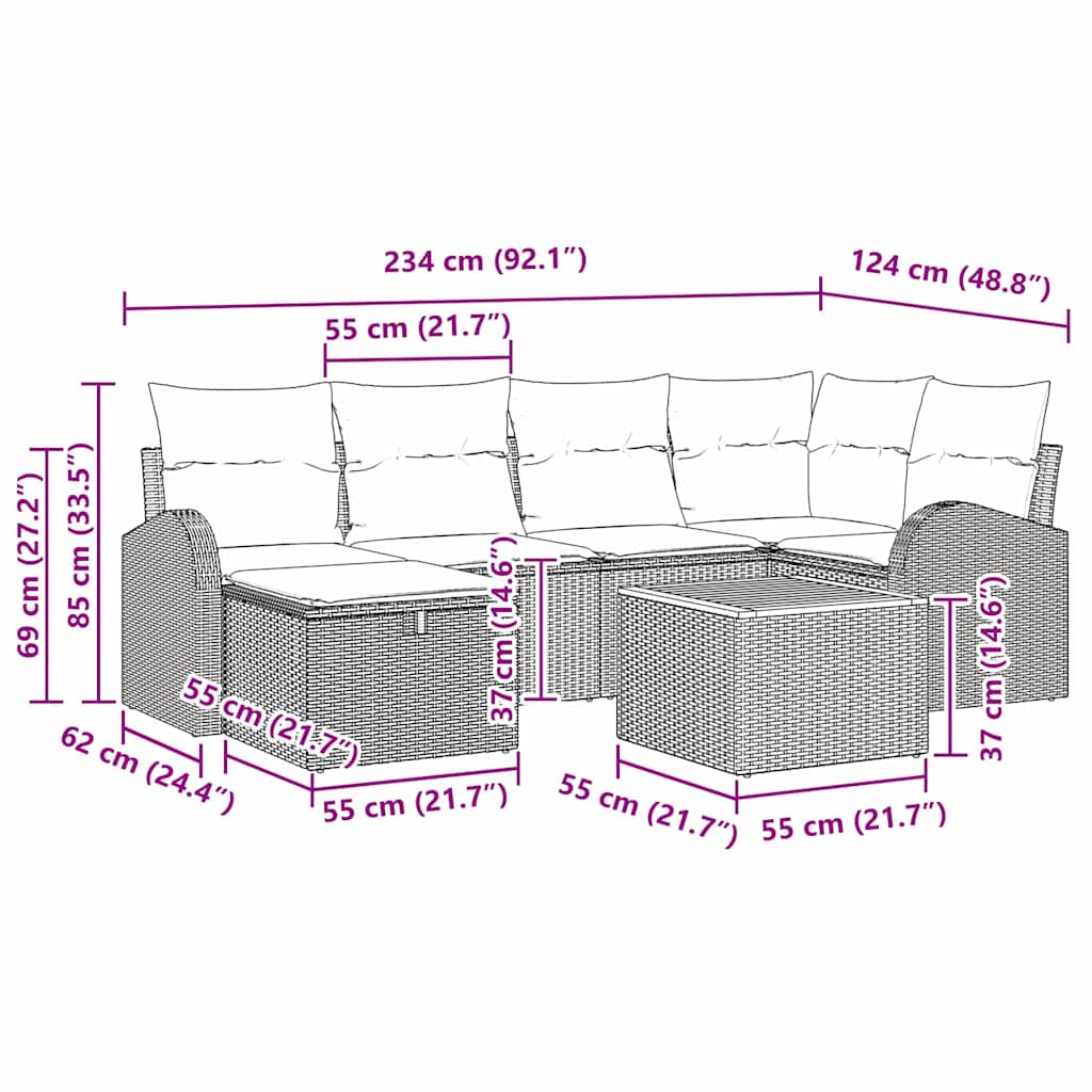 Tuinbankenset met kussen met opslag 7 pcs Beige poly rattan is nu te koop bij PeponiXL, paradijselijk wonen!