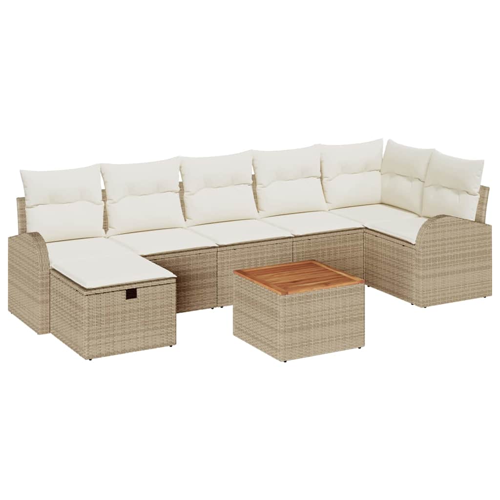 Tuinbankenset met kussen met opslag 8 pcs Beige poly rattan is nu te koop bij PeponiXL, paradijselijk wonen!