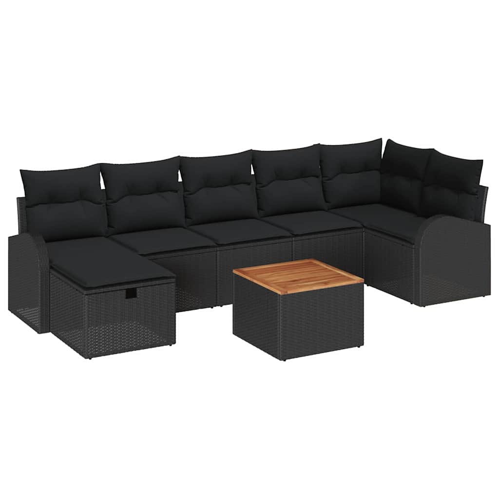 Tuinbankenset met kussen met opslag 8 pcs Zwart poly rattan is nu te koop bij PeponiXL, paradijselijk wonen!