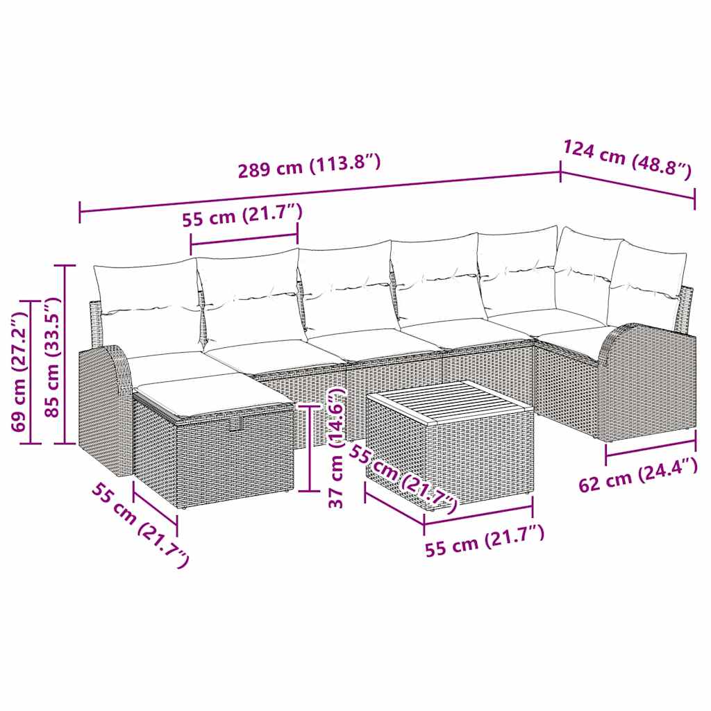 Tuinbankenset met kussen met opslag 8 pcs Zwart poly rattan is nu te koop bij PeponiXL, paradijselijk wonen!