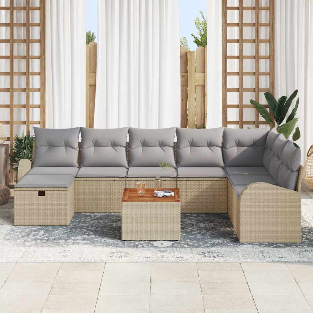 Tuinbankenset met kussen met opslag 9 pcs Beige poly rattan is nu te koop bij PeponiXL, paradijselijk wonen!