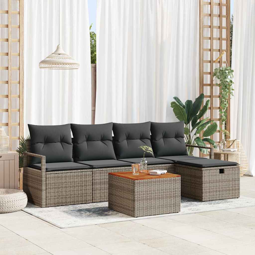Tuinbankenset met kussen met opslag 6 pcs Grijs poly rattan is nu te koop bij PeponiXL, paradijselijk wonen!