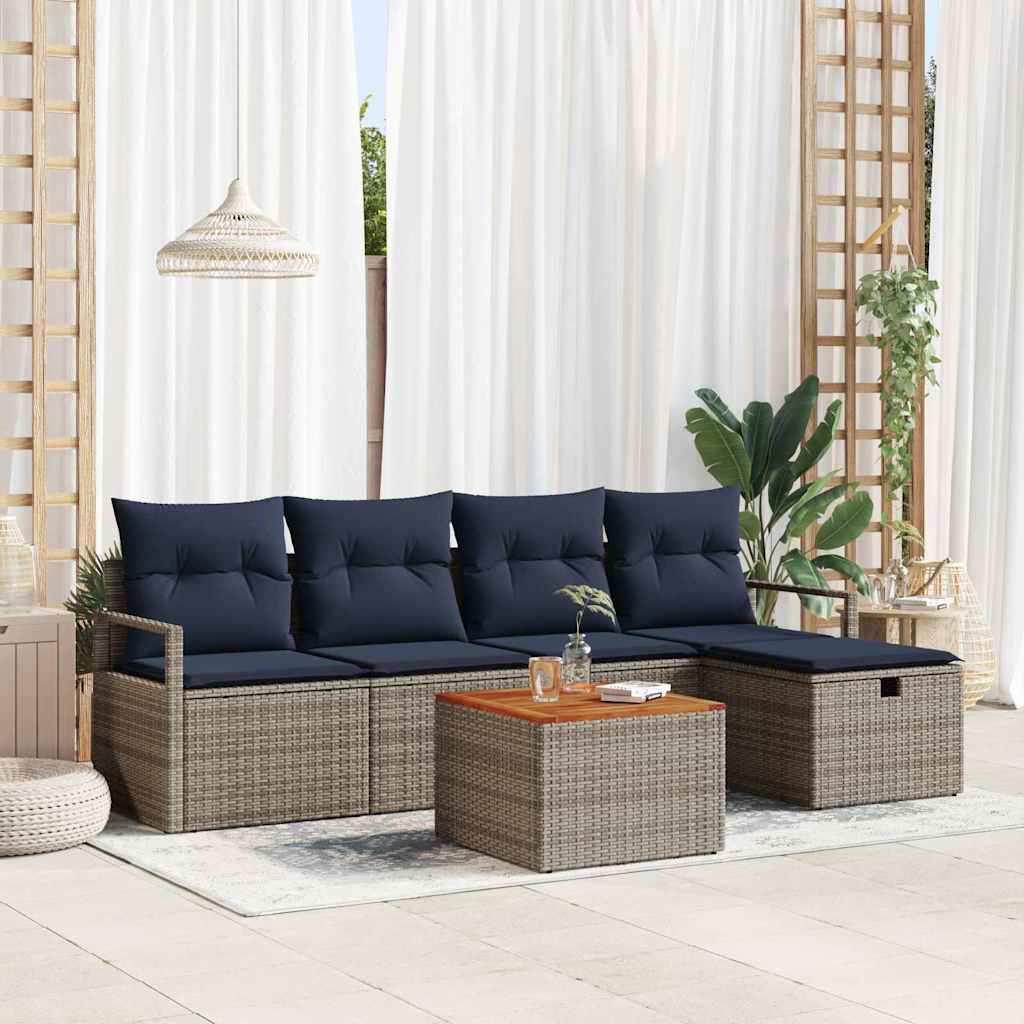 Tuinbankenset met kussen met opslag 6 pcs Grijs poly rattan is nu te koop bij PeponiXL, paradijselijk wonen!