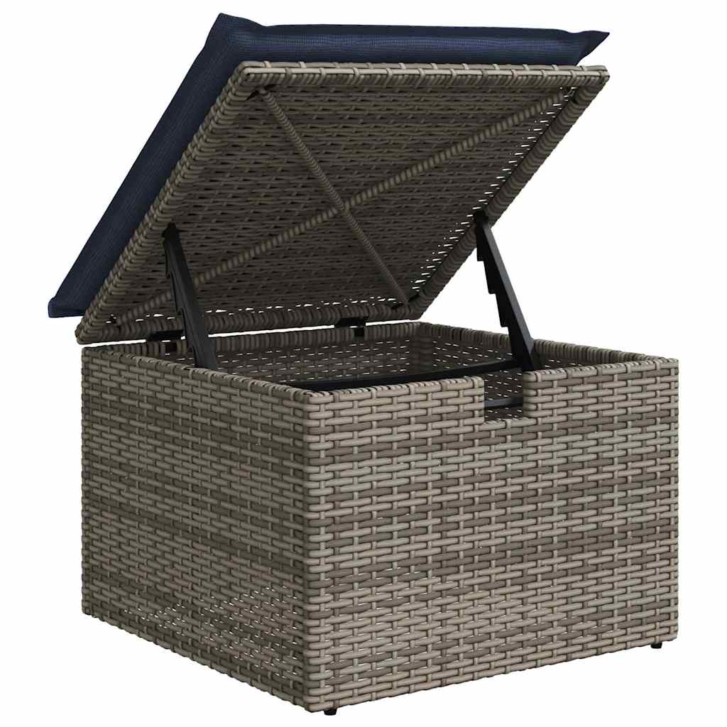 Tuinbankenset met kussen met opslag 6 pcs Grijs poly rattan is nu te koop bij PeponiXL, paradijselijk wonen!