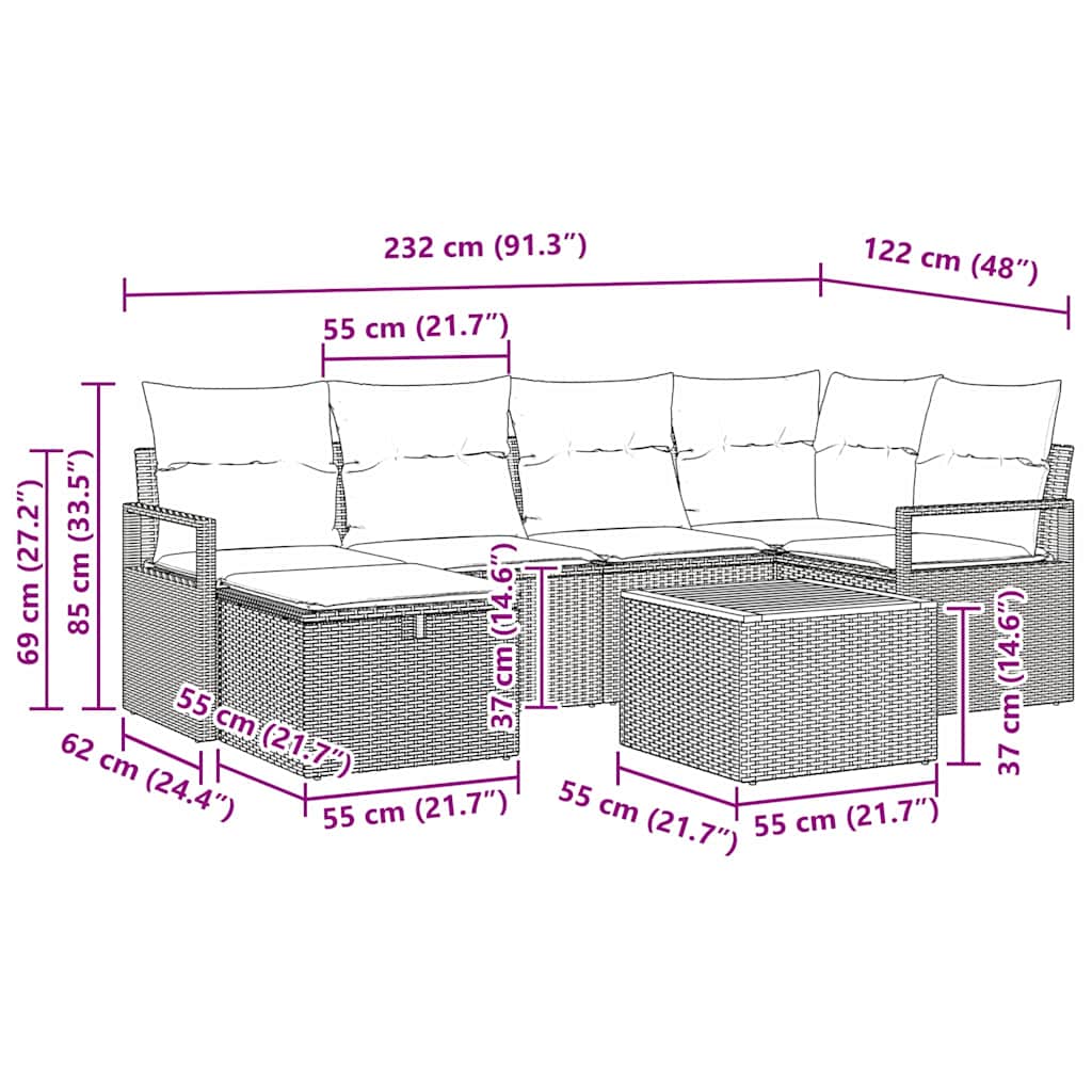 Tuinbankenset met kussen met opslag 7 pcs Grijs poly rattan is nu te koop bij PeponiXL, paradijselijk wonen!