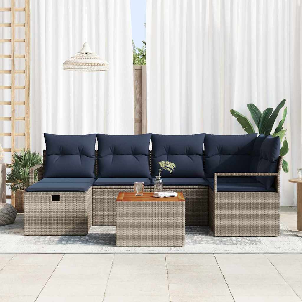 Tuinbankenset met kussen met opslag 7 pcs Grijs poly rattan is nu te koop bij PeponiXL, paradijselijk wonen!