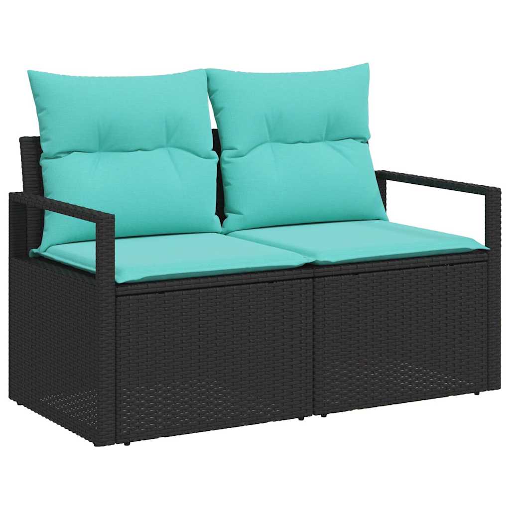 Tuinbankenset met kussen met opslag 7 pcs Zwart poly rattan is nu te koop bij PeponiXL, paradijselijk wonen!