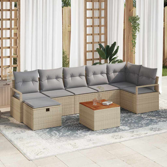 Tuinbankenset 8 st Beige poly rattan is nu te koop bij PeponiXL, paradijselijk wonen!