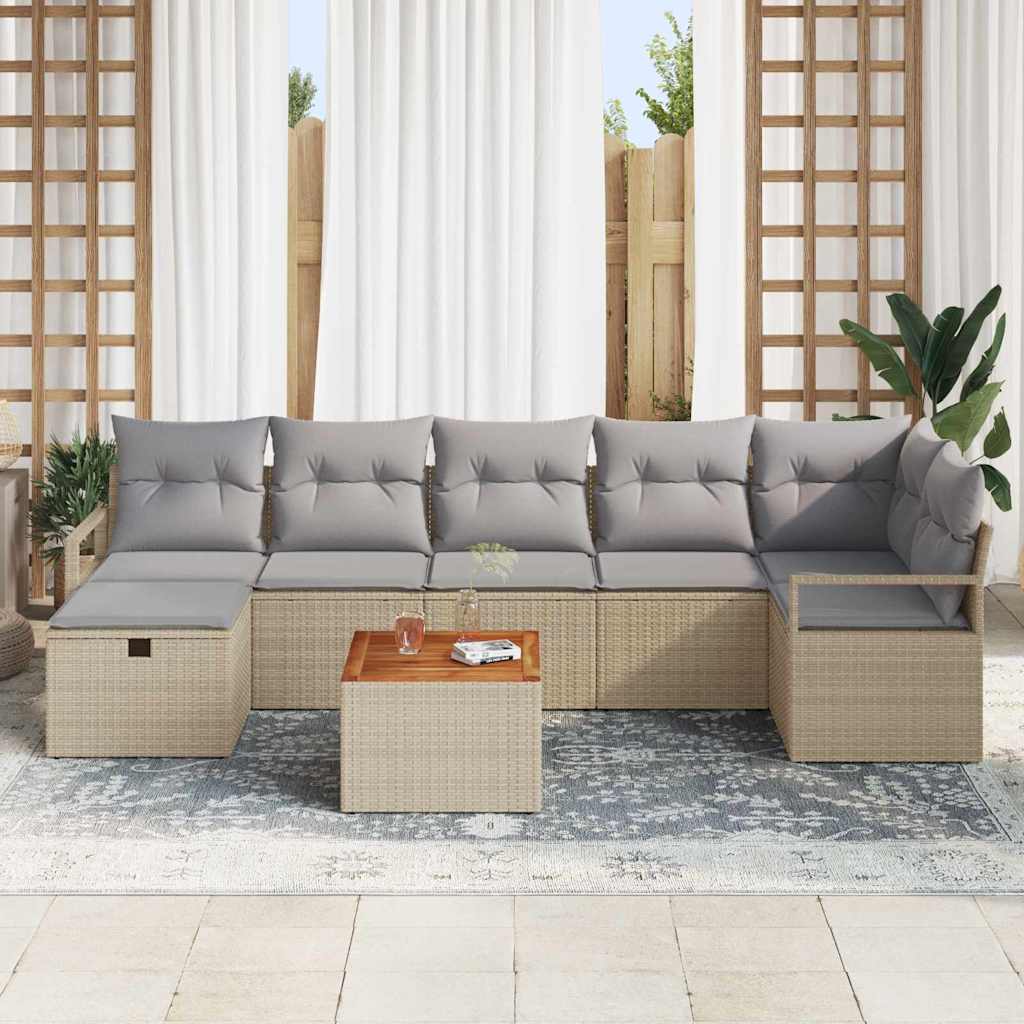 Tuinbankenset met kussen met opslag 8 pcs Beige poly rattan is nu te koop bij PeponiXL, paradijselijk wonen!