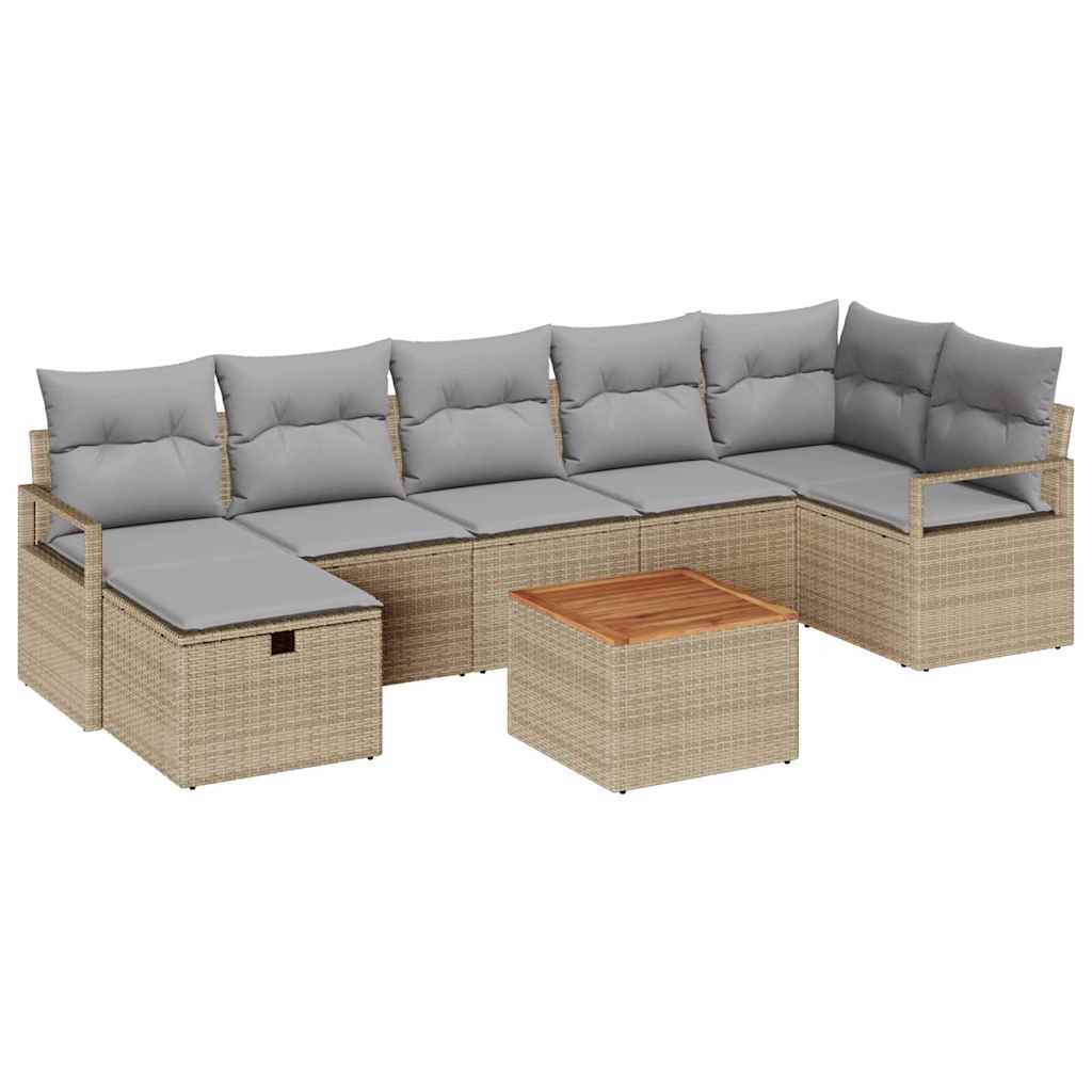 Tuinbankenset met kussen met opslag 8 pcs Beige poly rattan is nu te koop bij PeponiXL, paradijselijk wonen!