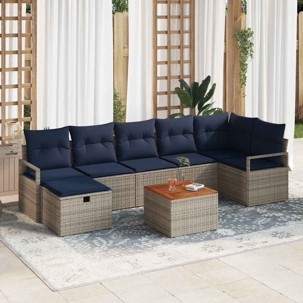 Tuinbankenset met kussen met opslag 8 pcs Grijs poly rattan is nu te koop bij PeponiXL, paradijselijk wonen!
