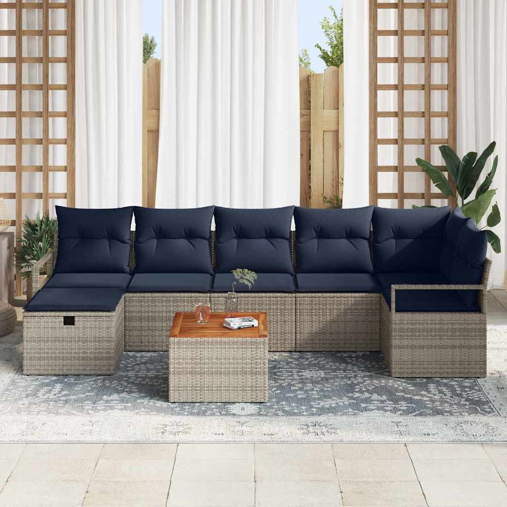 Tuinbankenset met kussen met opslag 8 pcs Grijs poly rattan is nu te koop bij PeponiXL, paradijselijk wonen!