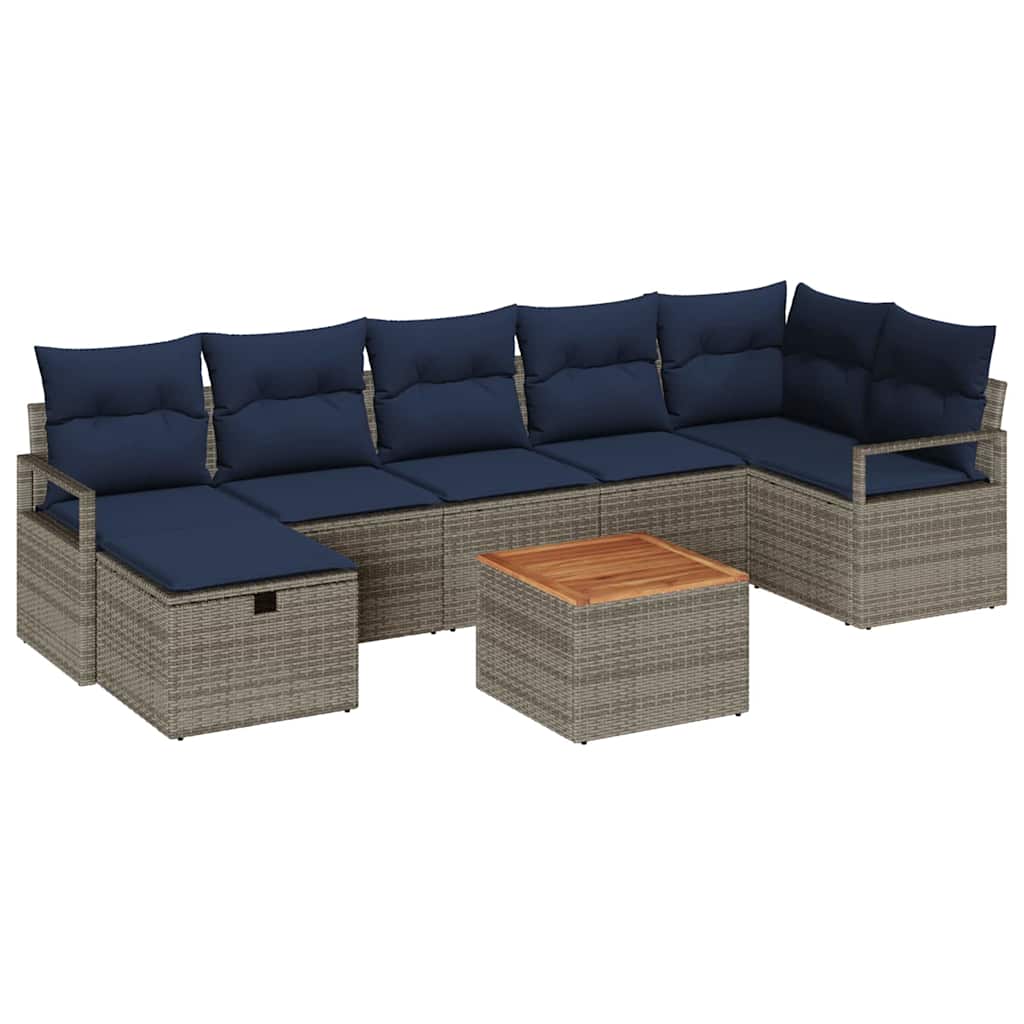 Tuinbankenset met kussen met opslag 8 pcs Grijs poly rattan is nu te koop bij PeponiXL, paradijselijk wonen!
