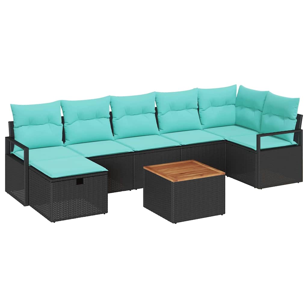 Tuinbankenset met kussen met opslag 8 pcs Zwart poly rattan is nu te koop bij PeponiXL, paradijselijk wonen!