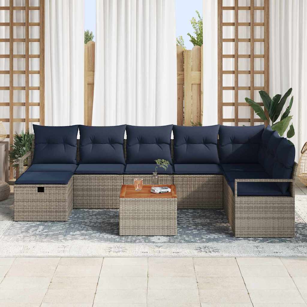 Tuinbankenset met kussen met opslag 9 pcs Grijs poly rattan is nu te koop bij PeponiXL, paradijselijk wonen!