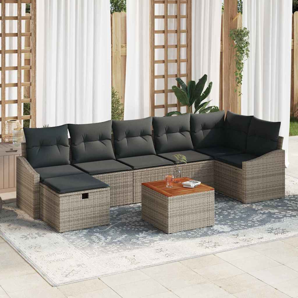 Tuinbankenset met kussen met opslag 8 pcs Grijs poly rattan is nu te koop bij PeponiXL, paradijselijk wonen!