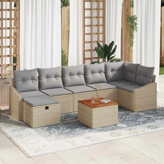 Tuinbankenset 8 st Beige poly rattan is nu te koop bij PeponiXL, paradijselijk wonen!