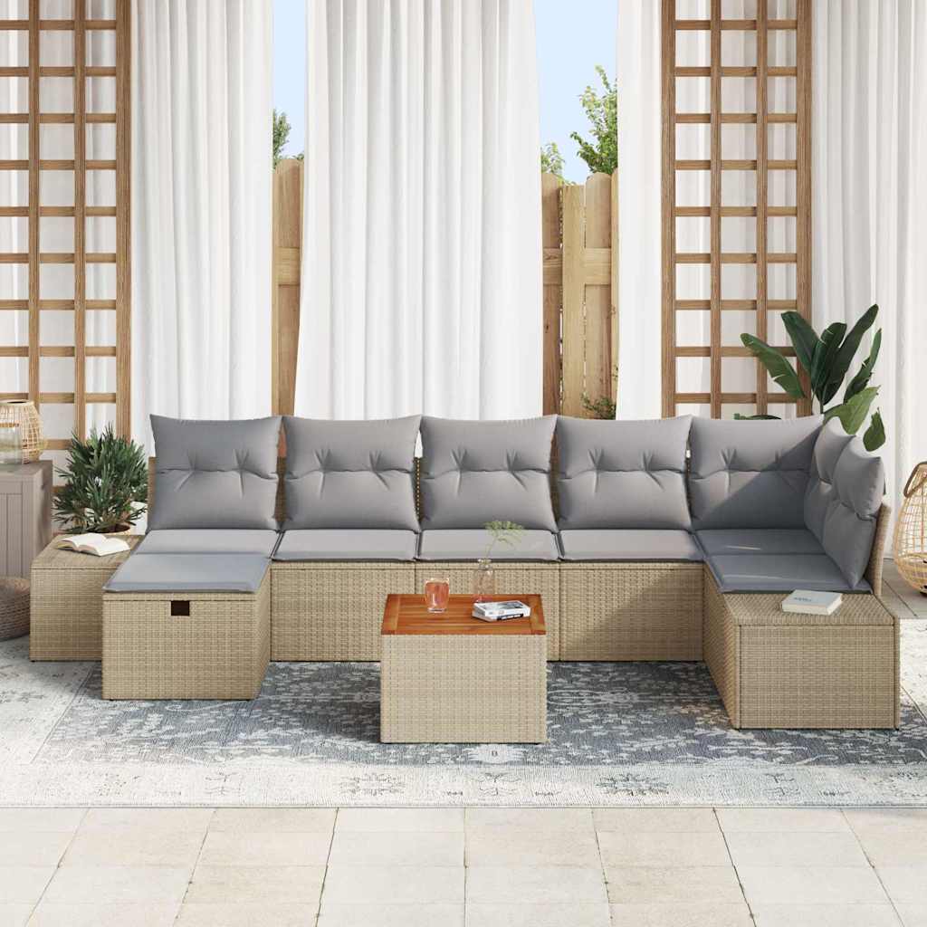 Tuinbankenset 8 st Beige poly rattan
