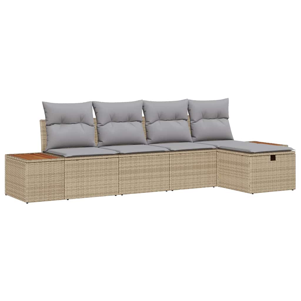 Tuinbankenset 5 st Beige poly rattan