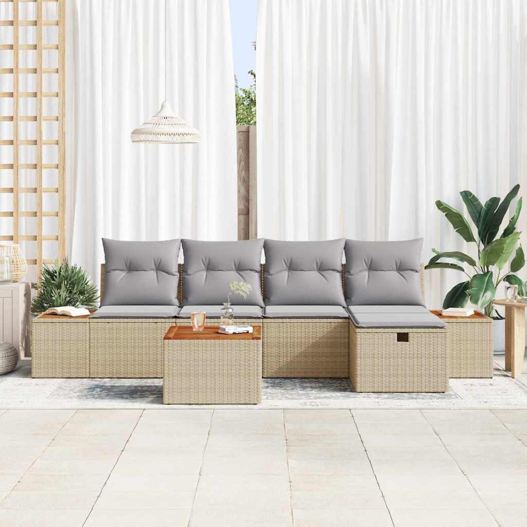 Tuinbankenset 6 st Beige poly rattan