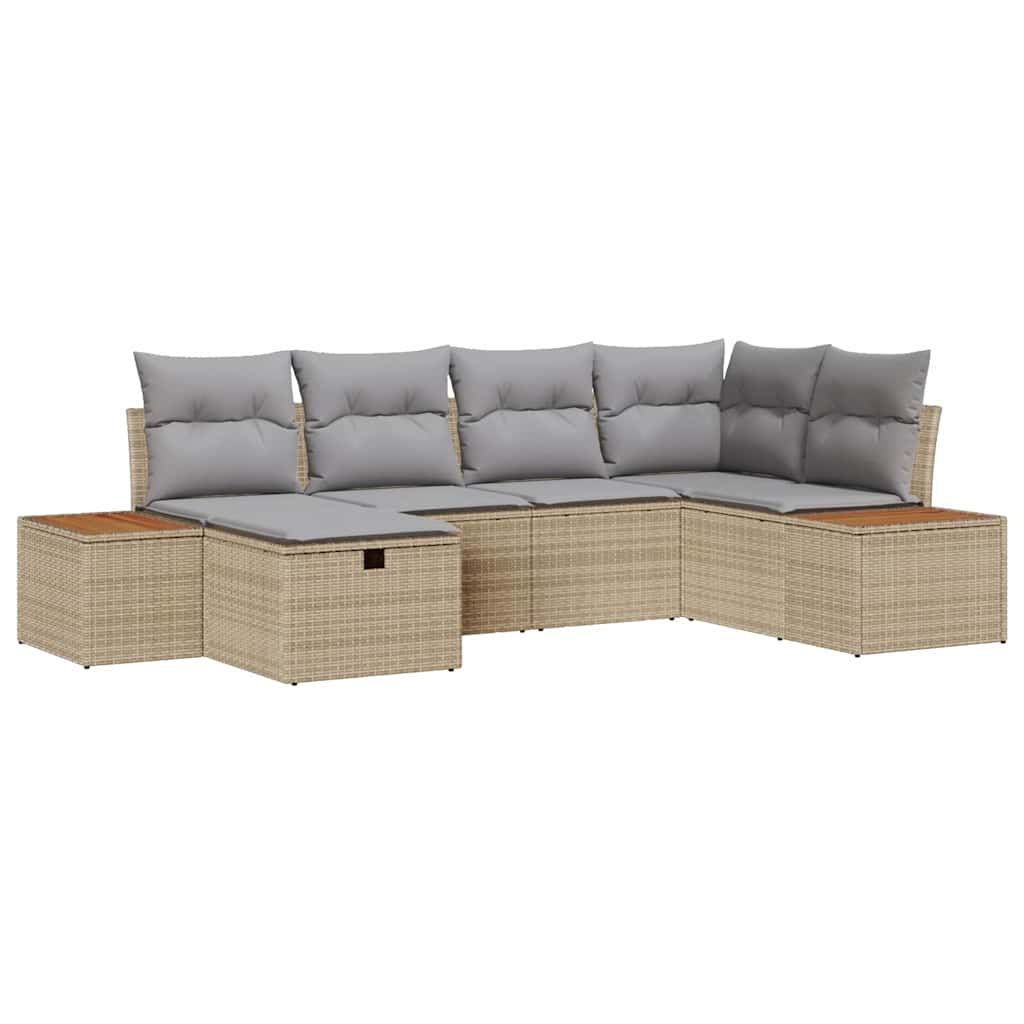 Tuinbankenset 6 st Beige poly rattan