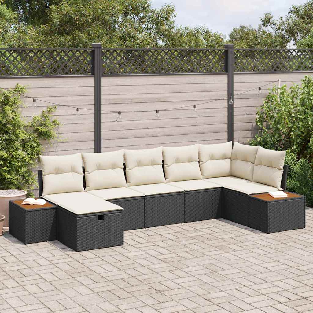 Tuinbankenset met kussen 8 pcs Zwart poly rattan is nu te koop bij PeponiXL, paradijselijk wonen!