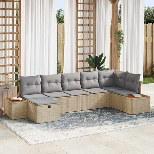 Tuinbankenset 8 st Beige poly rattan is nu te koop bij PeponiXL, paradijselijk wonen!