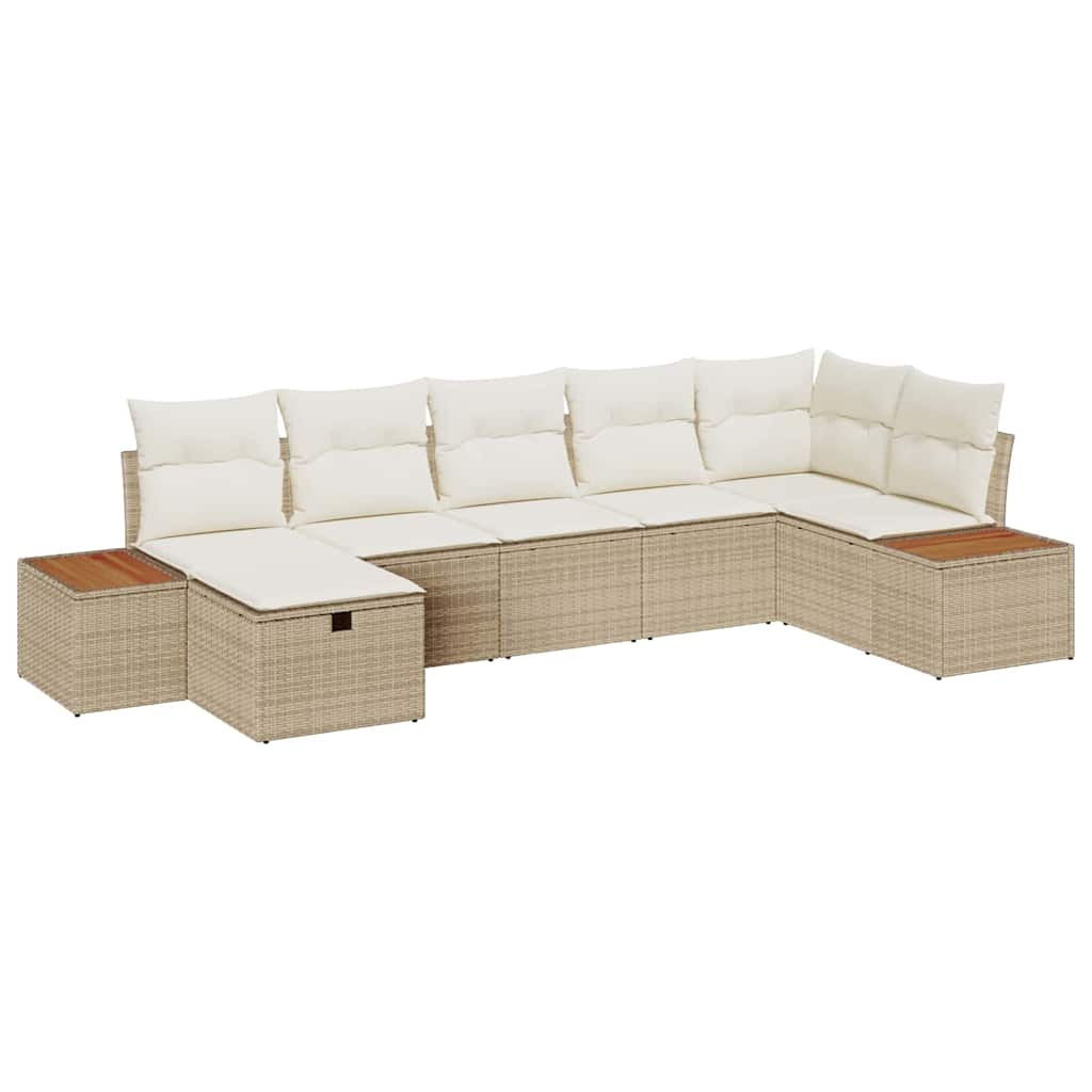 Tuinbankenset met kussen 7 pcs Beige poly rattan is nu te koop bij PeponiXL, paradijselijk wonen!