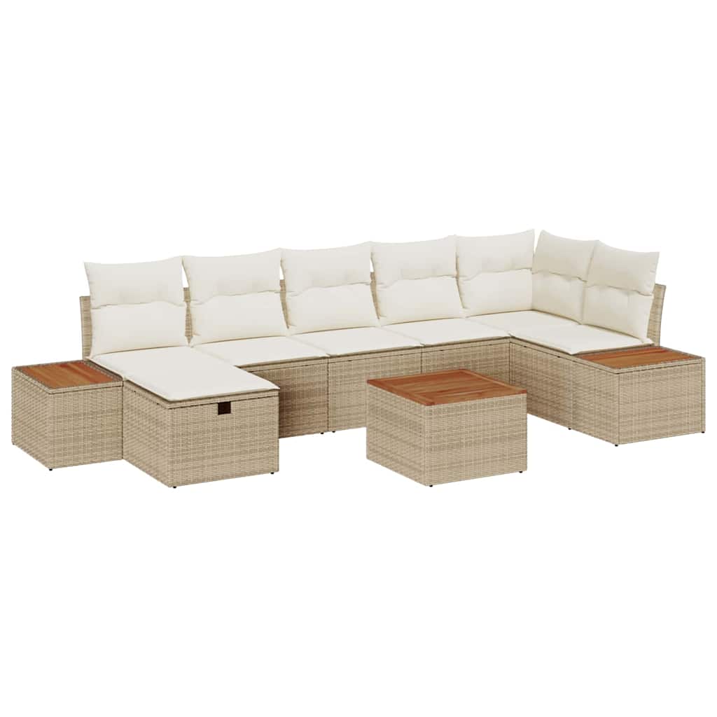 Tuinbankenset met kussen 8 pcs Beige poly rattan is nu te koop bij PeponiXL, paradijselijk wonen!