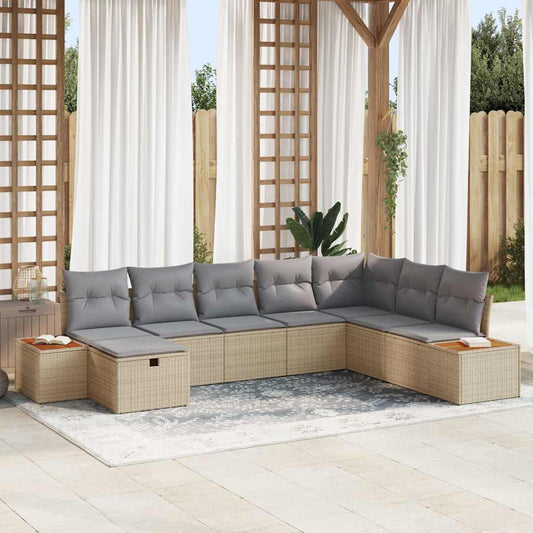 Tuinbankenset 9 st Beige poly rattan is nu te koop bij PeponiXL, paradijselijk wonen!