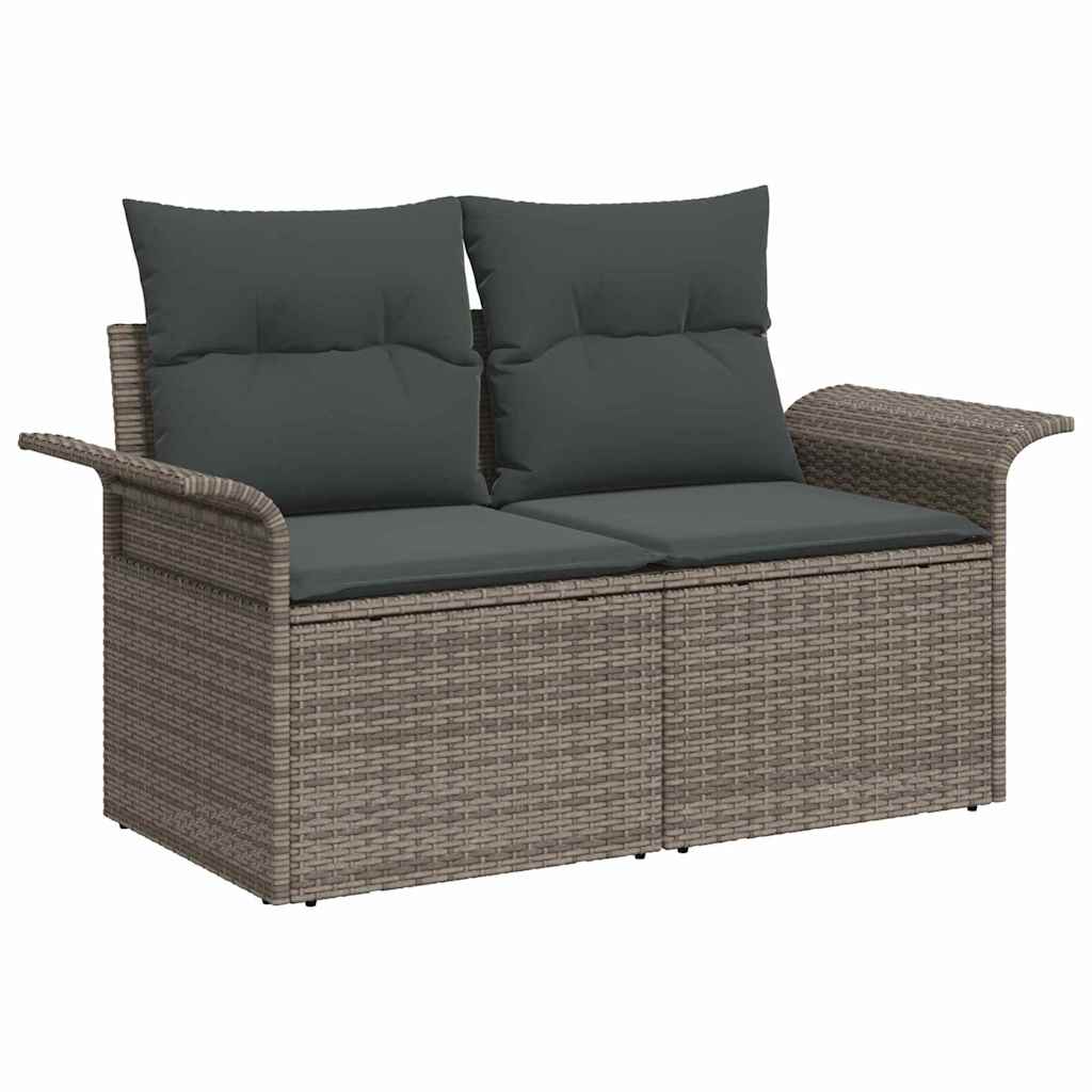 Tuin Sofa Set met kussen met opslag 8 pcs Grijs Poly riet is nu te koop bij PeponiXL, paradijselijk wonen!