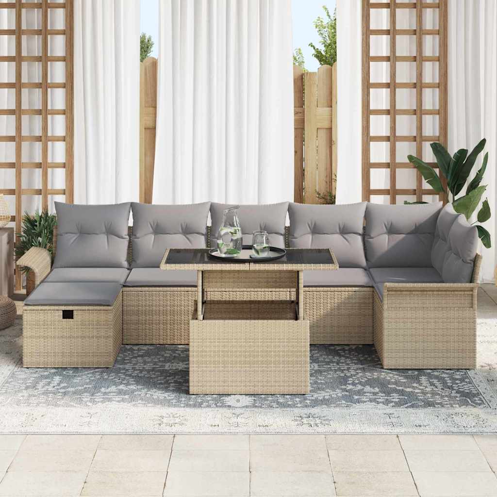 Tuin Sofa Set 8 st Beige poly rattan