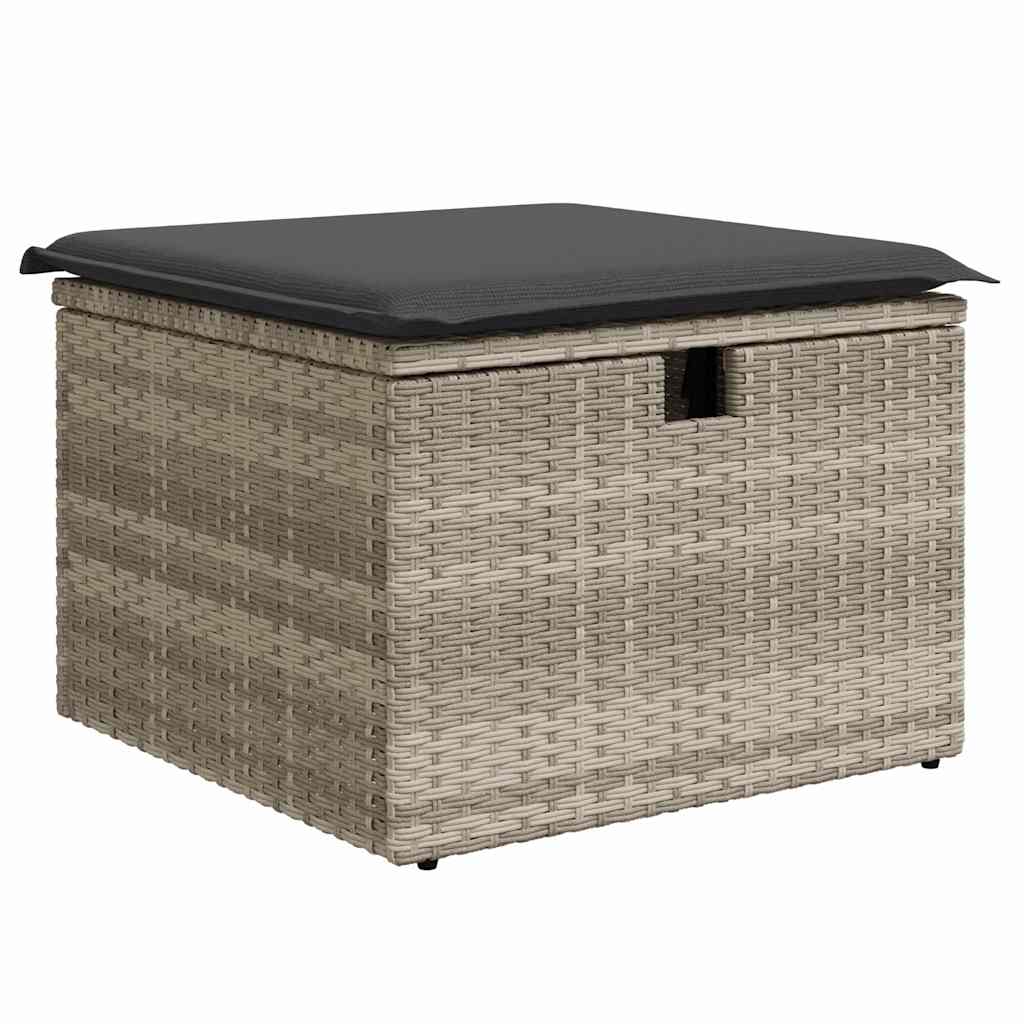 Tuin Sofa Set met kussen met opslag 8 pcs Lichtgrijs Poly riet