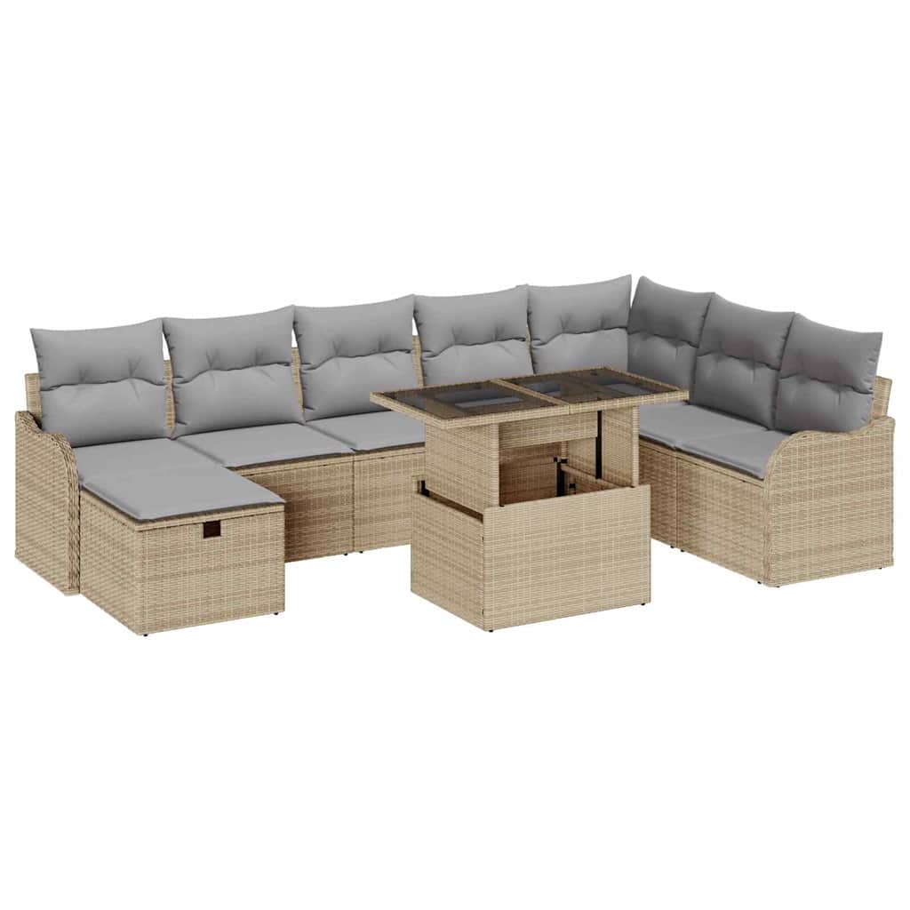 Tuin Sofa Set 9 st Beige poly rattan
