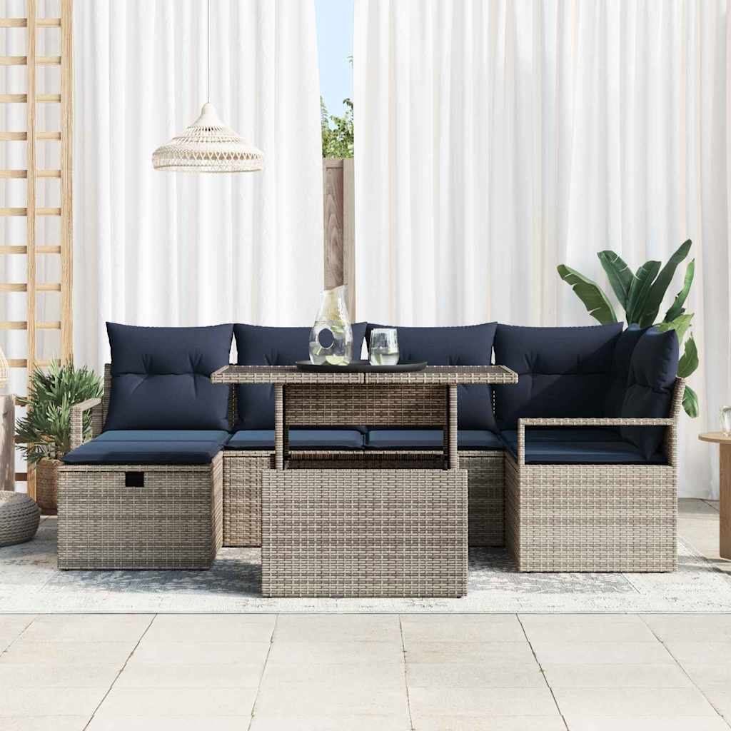Tuin Sofa Set met kussen met opslag 7 pcs poly rattan is nu te koop bij PeponiXL, paradijselijk wonen!