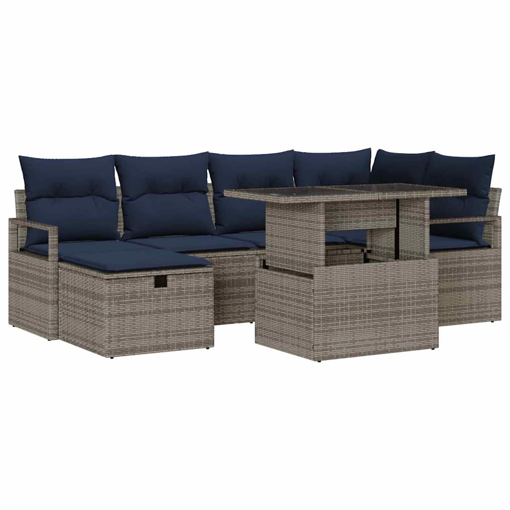 Tuin Sofa Set met kussen met opslag 7 pcs poly rattan is nu te koop bij PeponiXL, paradijselijk wonen!