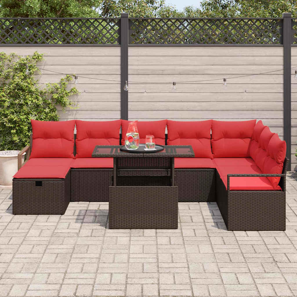 Tuin Sofa Set met kussen met opslag 9 pcs poly rattan is nu te koop bij PeponiXL, paradijselijk wonen!