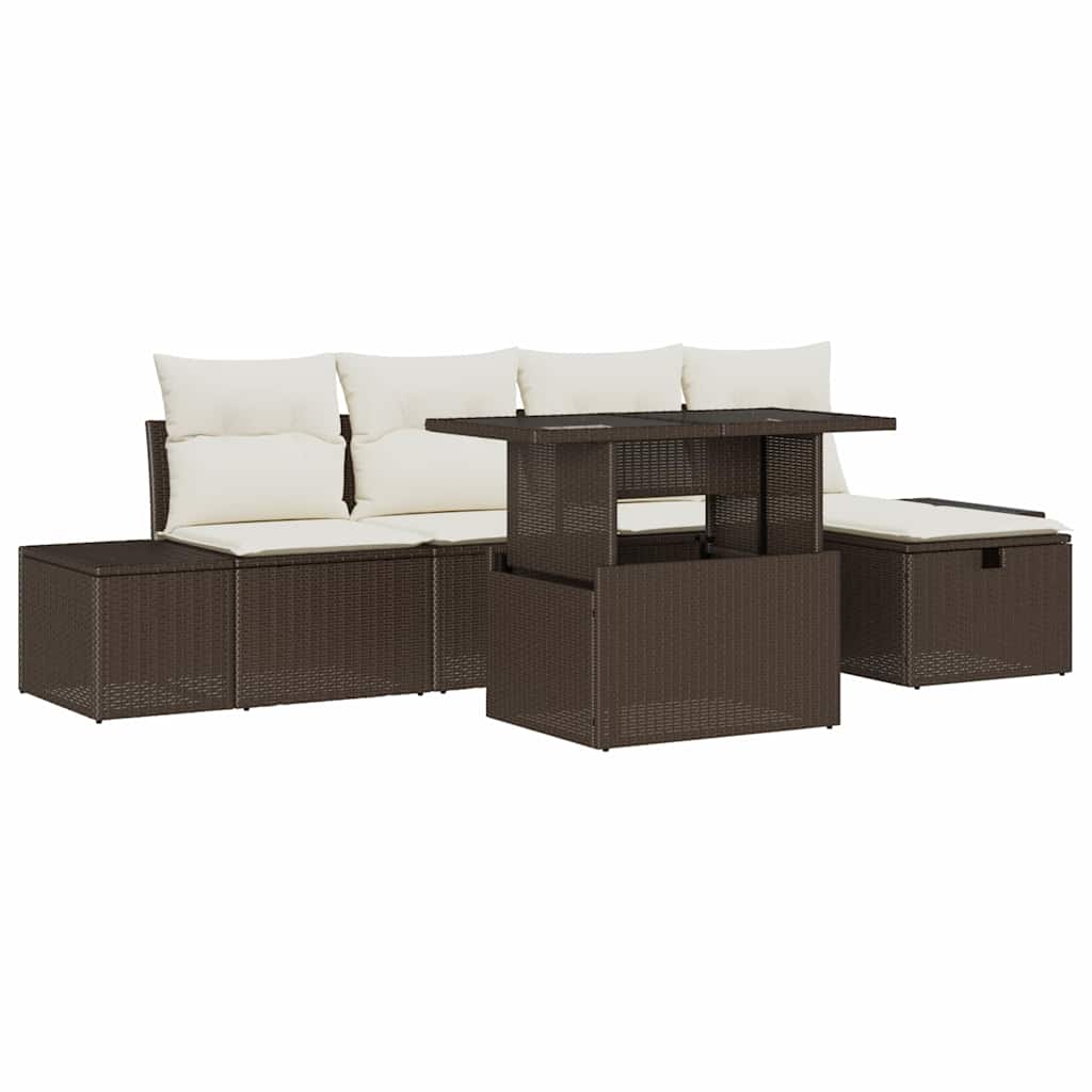 Tuin Sofa Set met kussen met opslag 6 pcs Poly riet