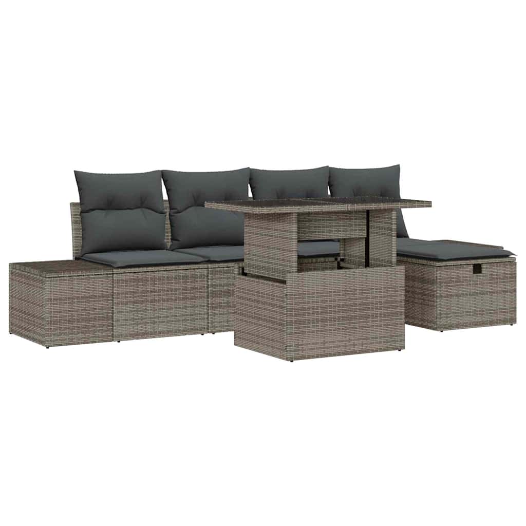 Tuin Sofa Set met kussen met opslag 6 pcs Poly riet is nu te koop bij PeponiXL, paradijselijk wonen!