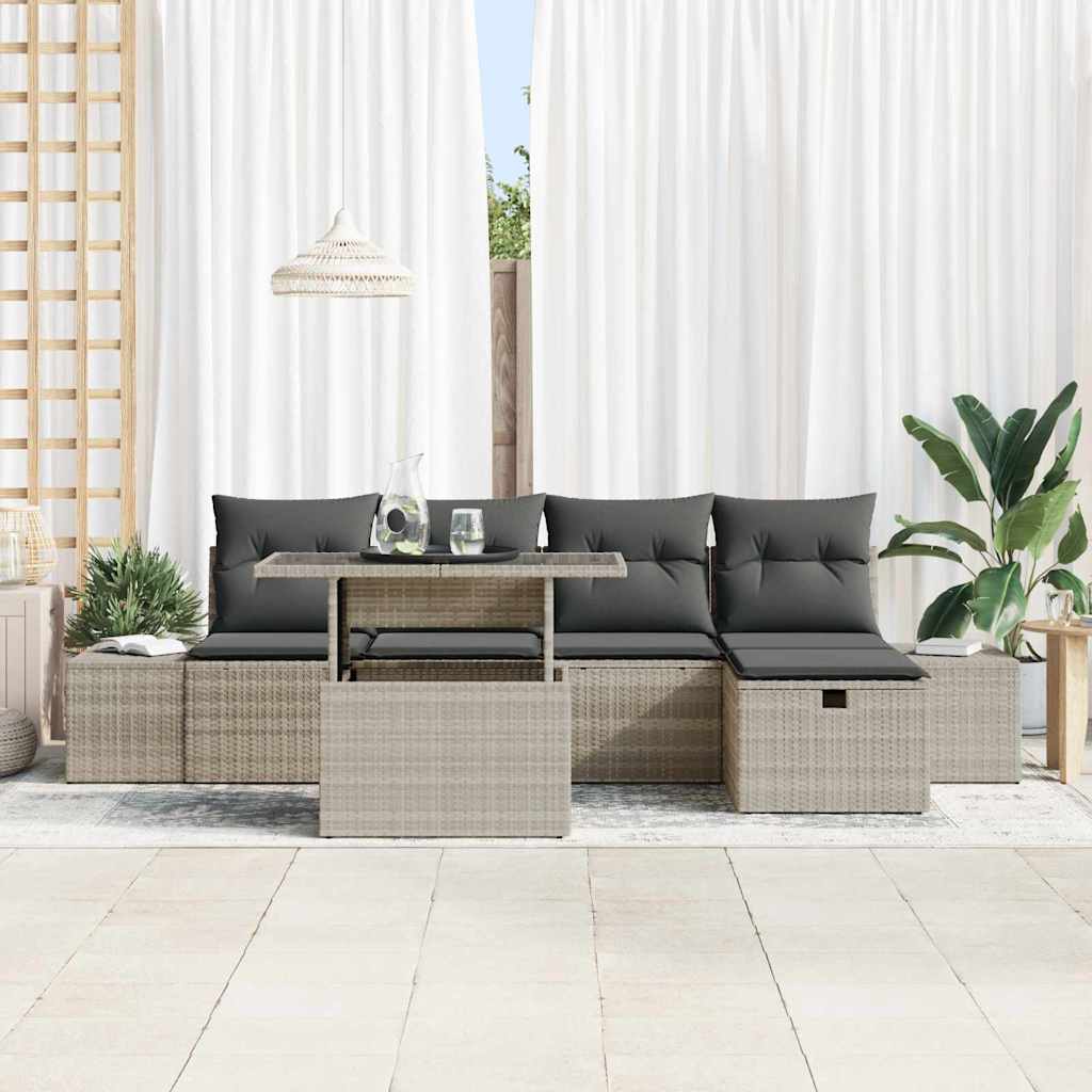 Tuin Sofa Set met kussen met opslag 6 pcs Poly riet