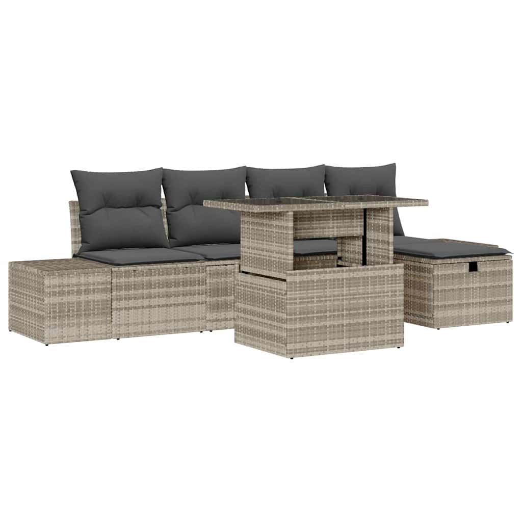 Tuin Sofa Set met kussen met opslag 6 pcs Poly riet