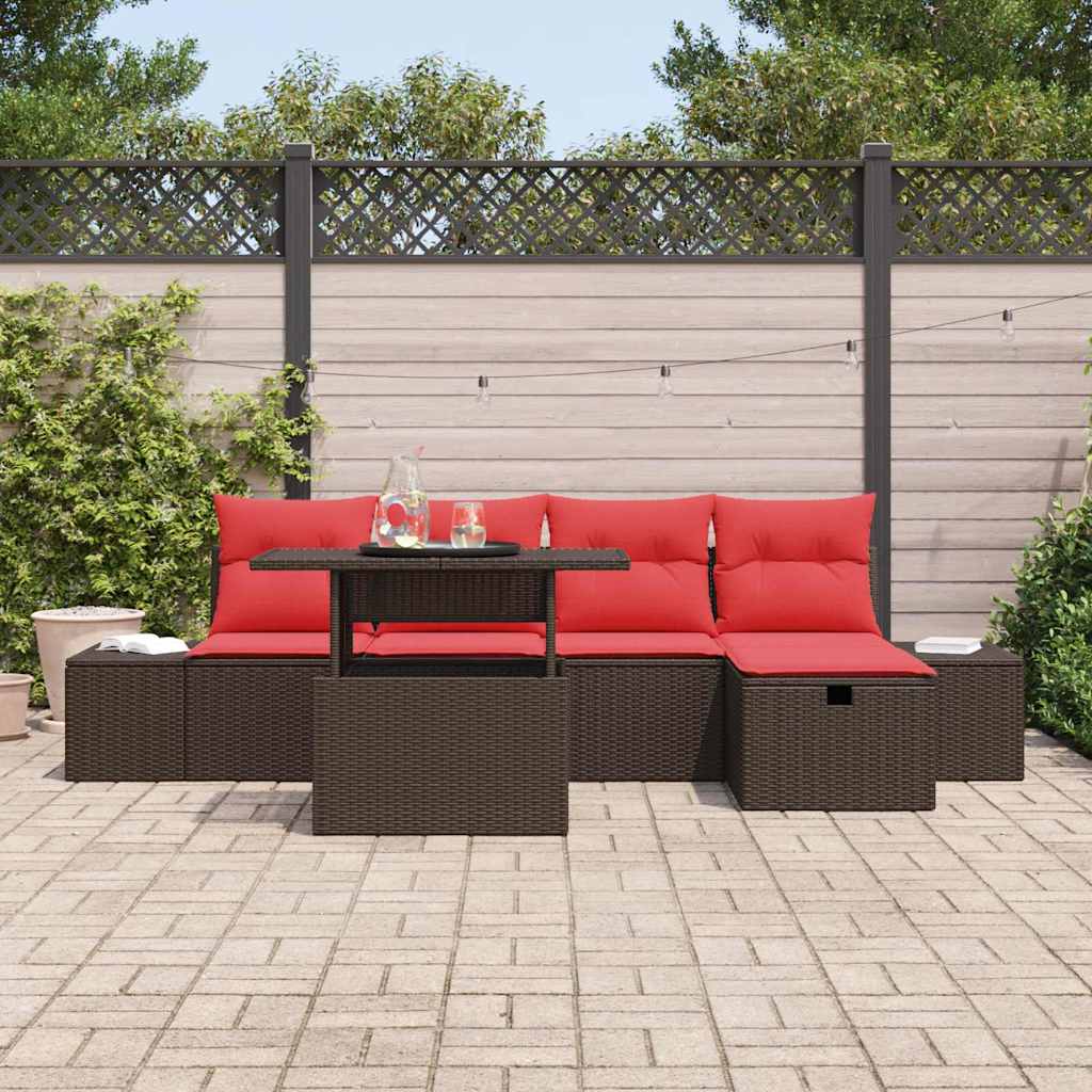 Tuin Sofa Set met kussen met opslag 6 pcs poly rattan is nu te koop bij PeponiXL, paradijselijk wonen!