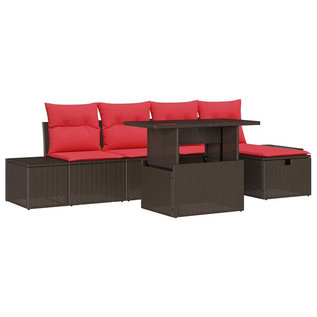 Tuin Sofa Set met kussen met opslag 6 pcs poly rattan is nu te koop bij PeponiXL, paradijselijk wonen!