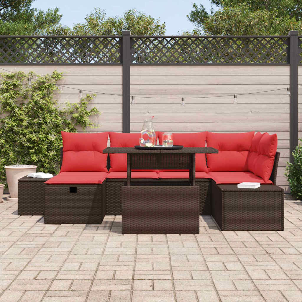 Tuin Sofa Set met kussen met opslag 7 pcs poly rattan is nu te koop bij PeponiXL, paradijselijk wonen!